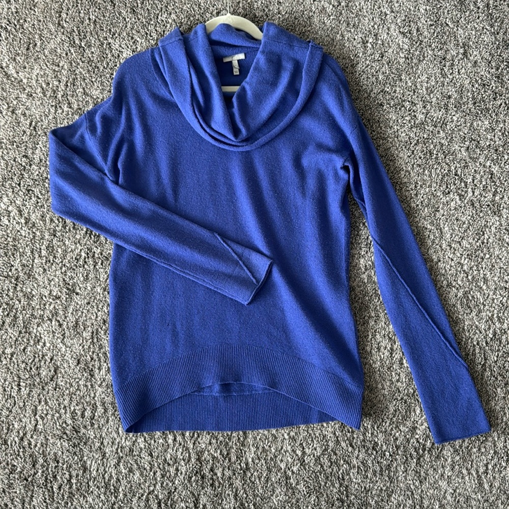 Joie 70% Wool / 30% cashmere blend purple/blue sweater with cowl neckline